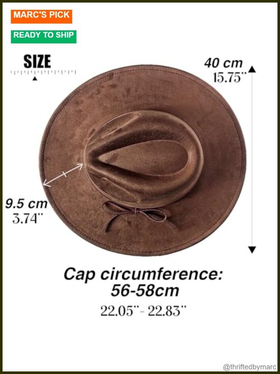 Classic Wide Brim Fedora Hat Suede Adjustable Strap main image 4